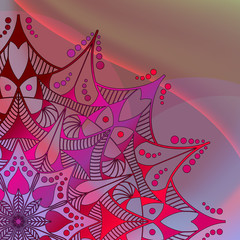 Abstract vector background. Mandala on the colourful wave background.