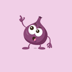 Illustration of cute fig staring mascot isolated on light background. Flat design style for your mascot branding.