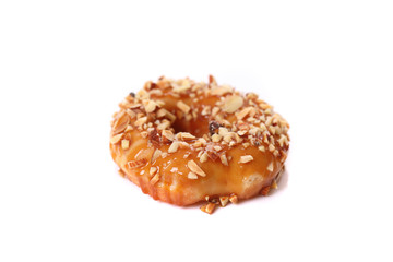 Donut with nut isolated on white background