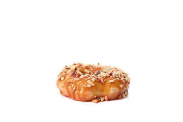 Donut with nut isolated on white background