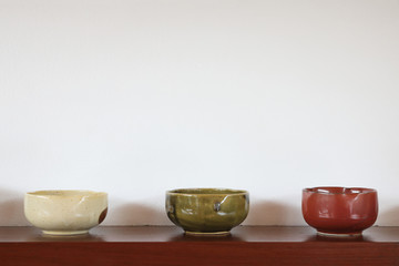 Japanese cup on wood background