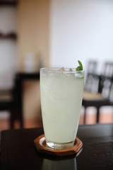 Japanese lemonade on wood background