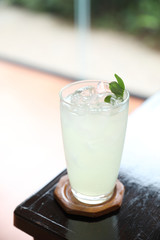 Japanese lemonade on wood background