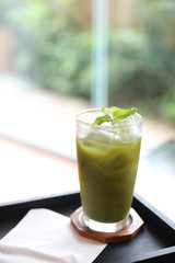 Iced Japanese green tea drink