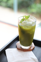 Iced Japanese green tea drink