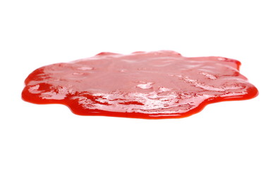 Tomato sauce, ketchup spreading isolated on white background