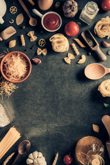Obraz na płótnie Canvas pasta and food ingredient on table
