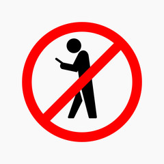 Phone using not allowed sign flat vector illustration