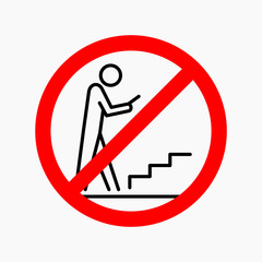 Phone using not allowed sign flat vector illustration
