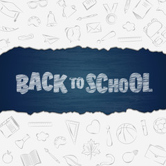 Back to school supplies doodles set with lettering