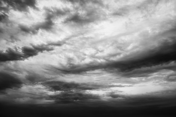 Black and white cloudy sky as background