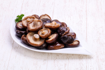 Pickled mushrooms in the bowl