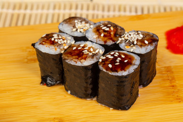 Tasty eel rolls