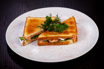 Delicious salmon sandwich