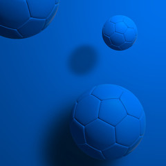 Fototapeta premium Blue soccer ball on blue background, 3D rendering.