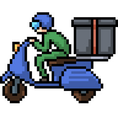 Fototapeta premium vector pixel art motorcycle transport