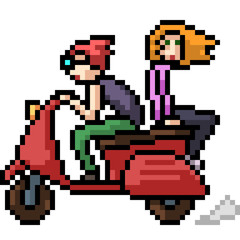 Obraz premium vector pixel art motorcycle transport