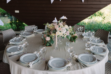 Beautiful decoration of the table at the wedding
