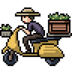 Fototapeta premium vector pixel art motorcycle transport