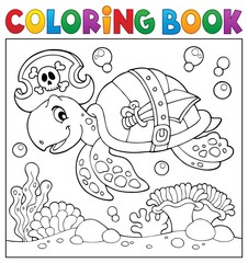 Fototapeta premium Coloring book pirate turtle theme 2