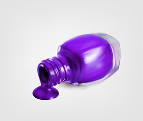 Violet nail polish bottle isolated on white background vector illustration.