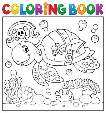 Coloring book pirate turtle theme 2
