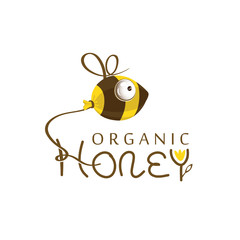 Logo bee honey organic. Vector illustration.