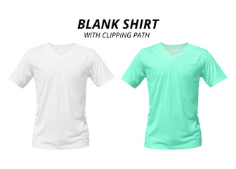White shirt isolated on white background. Blank polo shirt for design. ( Clipping path )