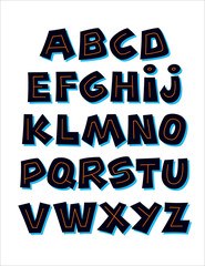 Retro font. Vector alphabet