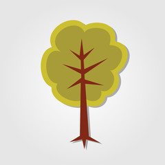 Green tree in flat style isolated on a white background. Vector illustration.