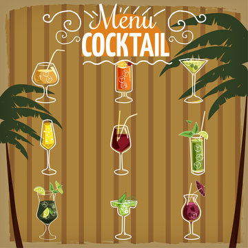 Set of beautiful illustration of some of the most famous Cocktails and Drink from all around the world, icon, vector illustration