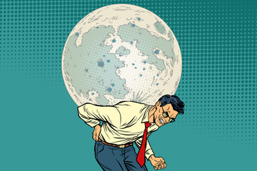 Man carries big moon © studiostoks