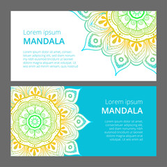 Indian floral paisley medallion banners. Ethnic Mandala ornament. Can be used for textile, greeting card, coloring book, phone case print.