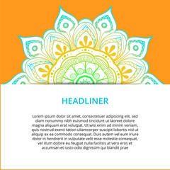 Vector ornamental mandala, printable round pattern with many details. Arabic, indian, asian, african motif for greeting, business card, banner, invitation, background, brochure, label, etc.