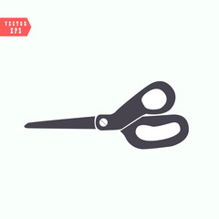 Scissors icon. Simple flat logo of scissors on white background. Vector illustration.