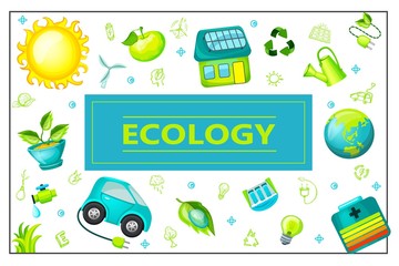 Flat Green Ecology Rectangular Concept