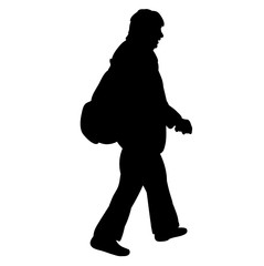  silhouette man with backpack