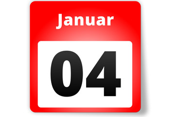 04 Januar Datum Kalender auf weißem Hintergrund