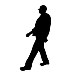  silhouette man is walking on a white background