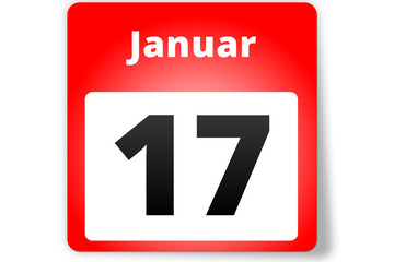 17 Januar Datum Kalender auf weißem Hintergrund