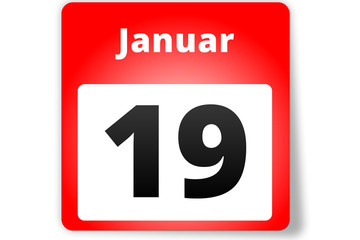 19 Januar Datum Kalender auf weißem Hintergrund