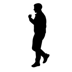 isolated silhouette man alone goes on a white background