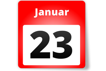 23 Januar Datum Kalender auf weißem Hintergrund