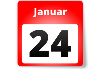 24 Januar Datum Kalender auf weißem Hintergrund