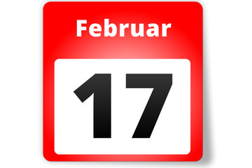 17 Februar Datum Kalender auf weißem Hintergrund