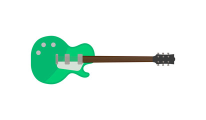 Green electric guitar, rock music instrument vector Illustration on a white background