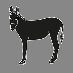 silhouette of a donkey on a gray background