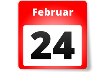 24 Februar Datum Kalender auf weißem Hintergrund