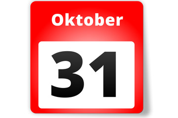 31 Oktober Datum Kalender auf weißem Hintergrund - obrazy, fototapety, plakaty
