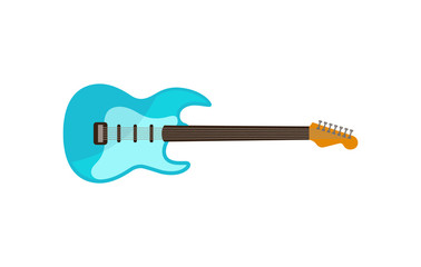 Light blue electric guitar, rock music instrument vector Illustration on a white background